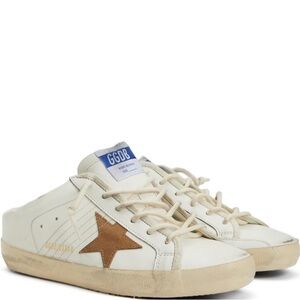 ISO ⭐️ Golden Goose Super-Star Sabot Distressed Suede-Trimmed Slip-On Sneakers
